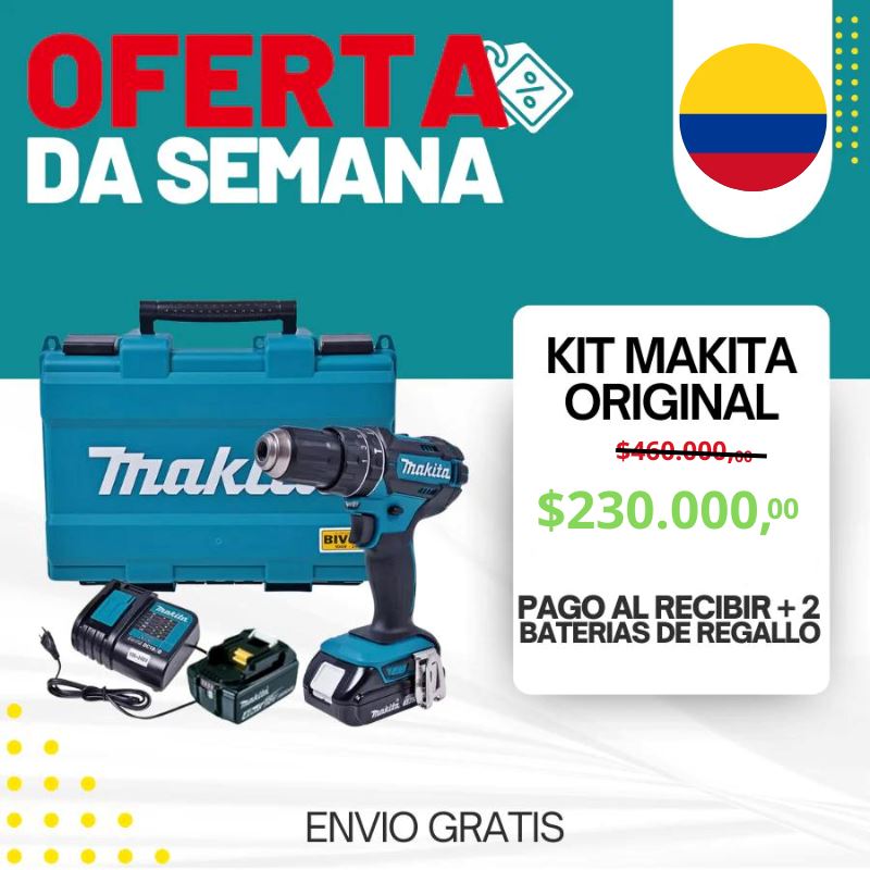 KIT MAKITA ORIGINAL: Taladro de alto impacto + 2 BATERIAS KIT MAKITA ORIGINAL Tienda Núcleo 